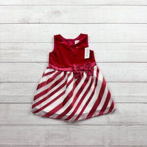 The Children’s Place Toddler Girls Red Velvet Holiday Dress Candy Cane NWT 2T